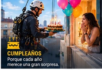 Sorpresa de cumpleaños por ventana
