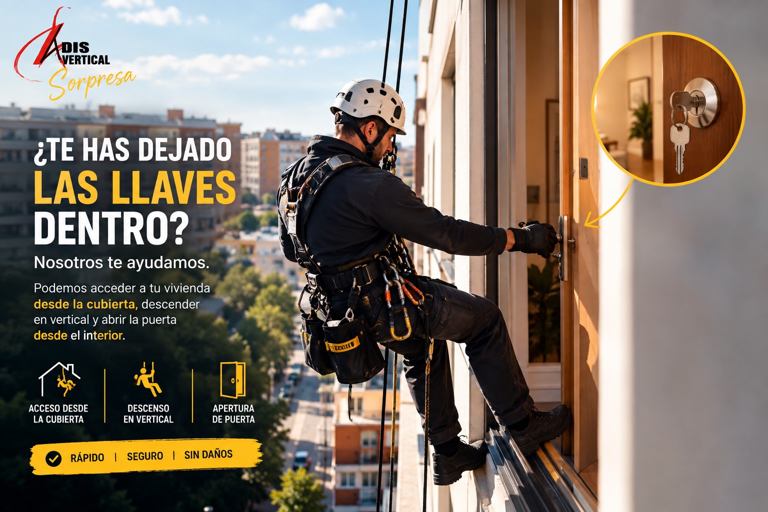 Acceso mediante ventana con trabajos verticales